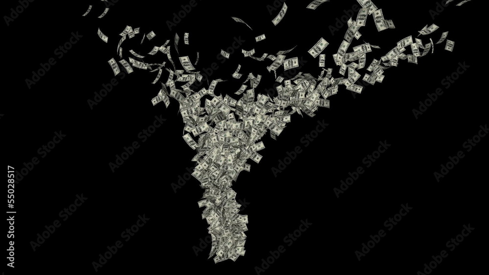 US Dollar Tornado, against black US Dollar Tornado, against black