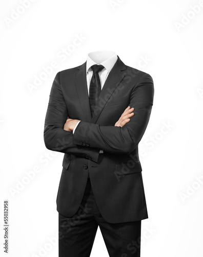 man without head isolated on white