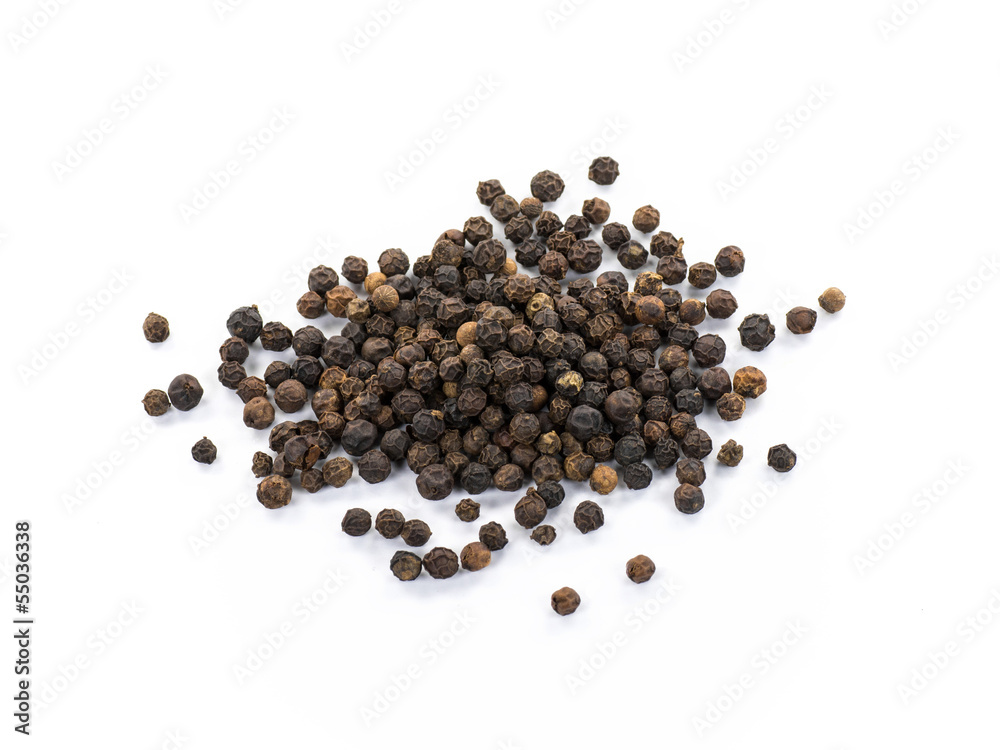 Black peppercorn isolated on white background Black peppercorn isolated on white background
