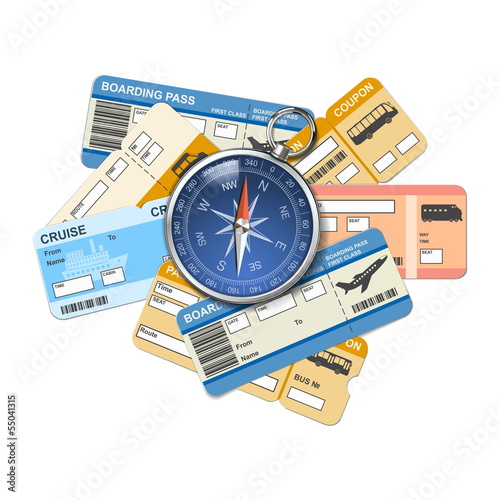 Vector compass and tickets
