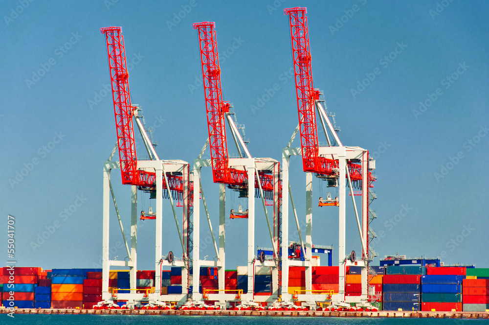 Three Port Cranes