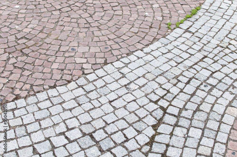 Red and Gray Cobblestone pattern in the street ground bulgaria Red and Gray Cobblestone pattern in the street ground bulgaria