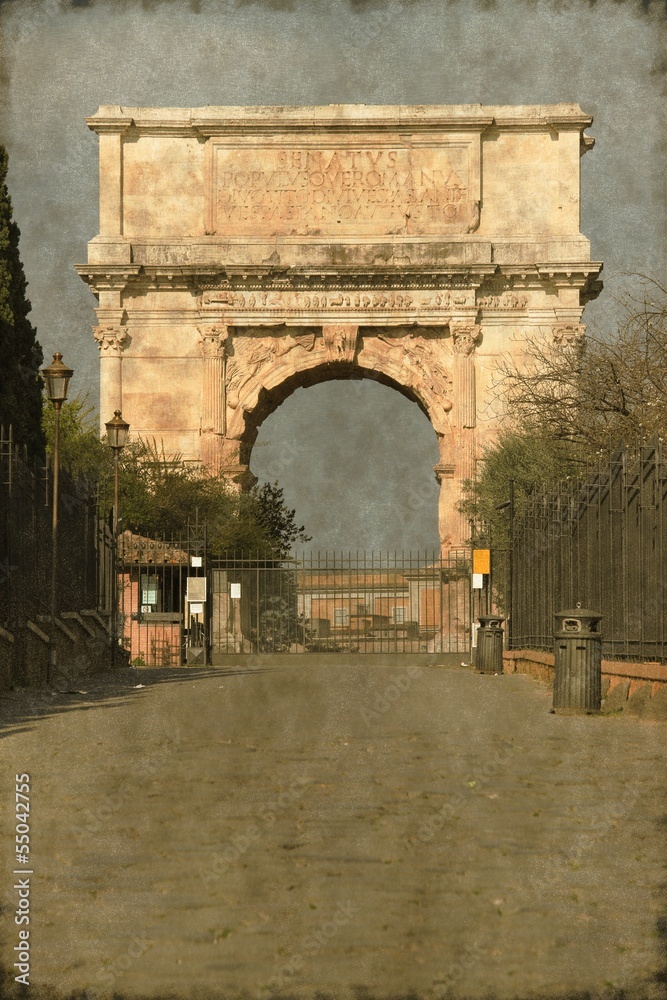 Fototapeta premium Arch of Titus in Rome, Italy - Vintage
