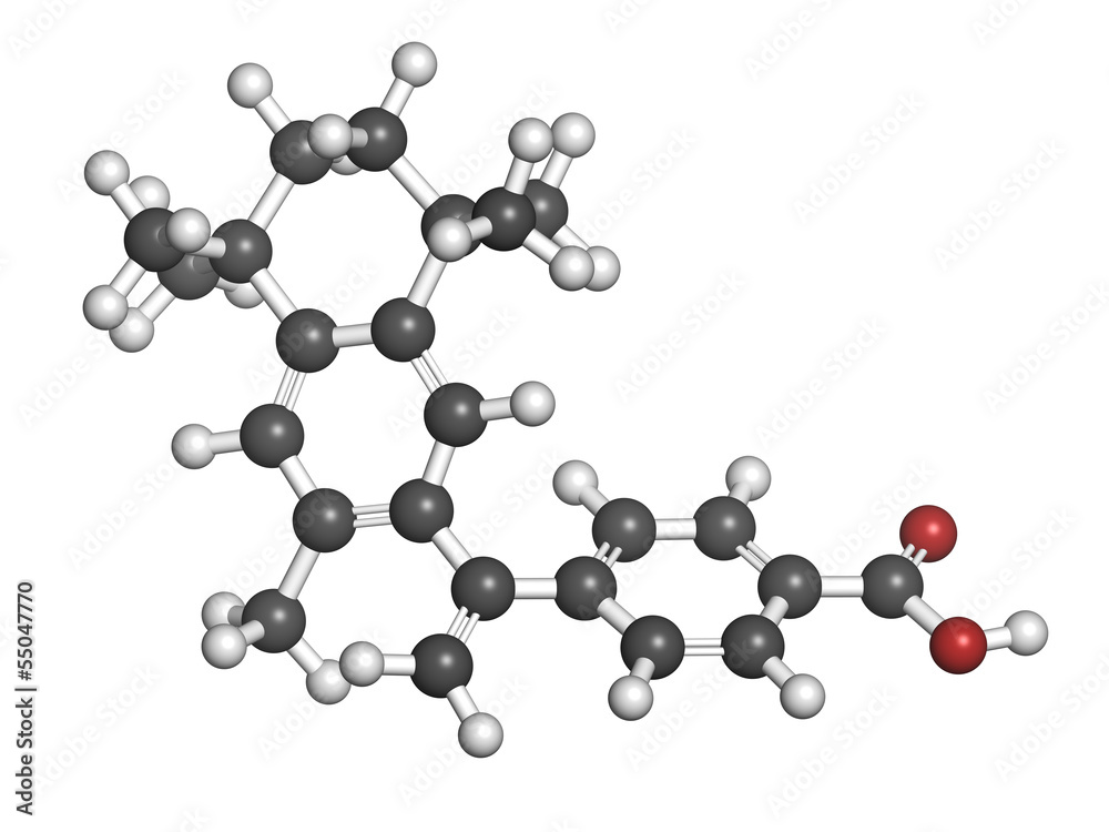 Bexarotene cancer drug, chemical structure. Bexarotene cancer drug, chemical structure.