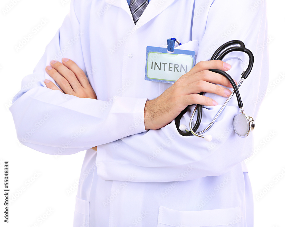 Medical intern isolated on white Medical intern isolated on white