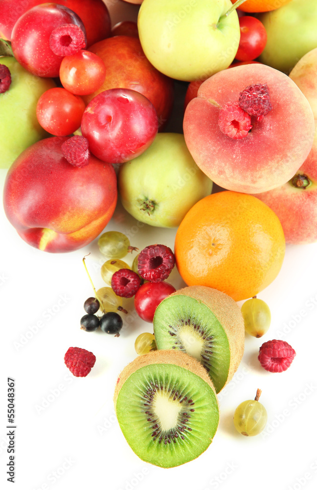 Assortment of juicy fruits, isolated on white Assortment of juicy fruits, isolated on white