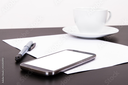 Phone, Paper and Coffee