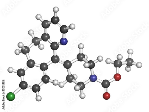 Loratadine antihistamine drug, chemical structure. photo