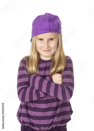 girl in a purple dress