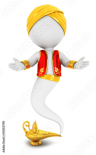 3d white people genie of the lamp
