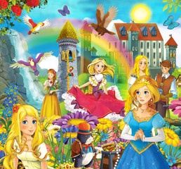 Poster Feen und Elfen Märchenwelt mit Schlössern und Rittern  © honeyflavour