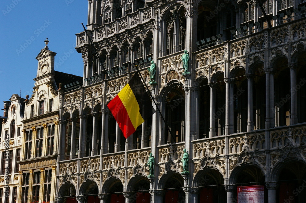 Drapeau belge sur la Grand Place. Stock Photo | Adobe Stock