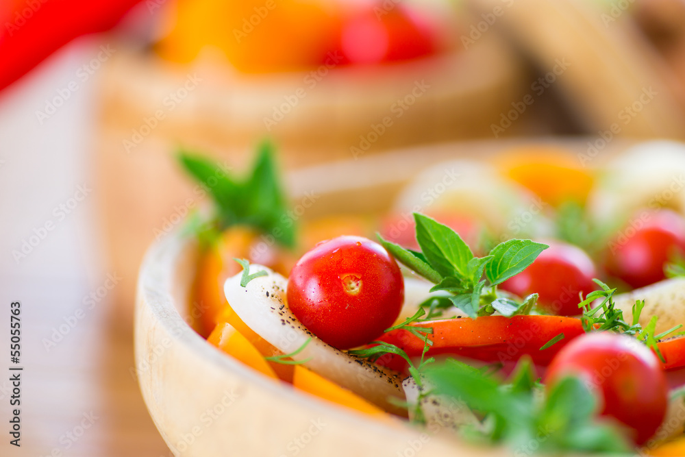 salad with tomatoes and squid