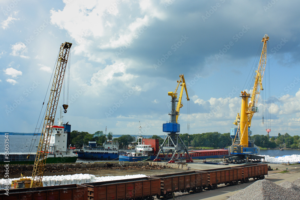 Cargo port in the town of Vyborg