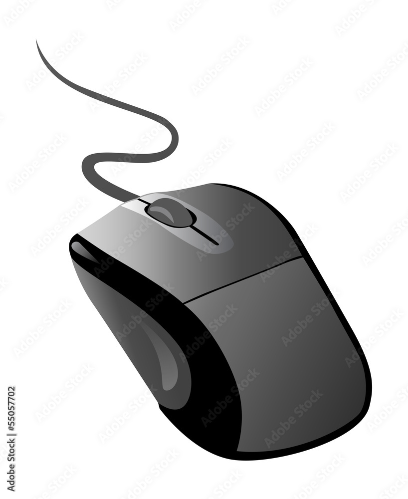 Black computer mouse on a white background Black computer mouse on a white background