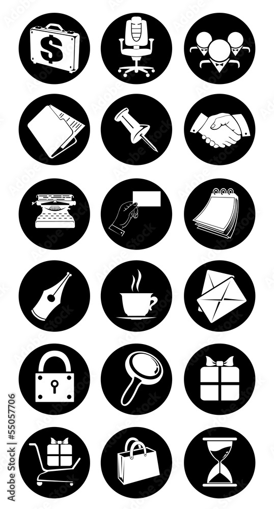 black and white set of information icons on a white background black and white set of information icons on a white background