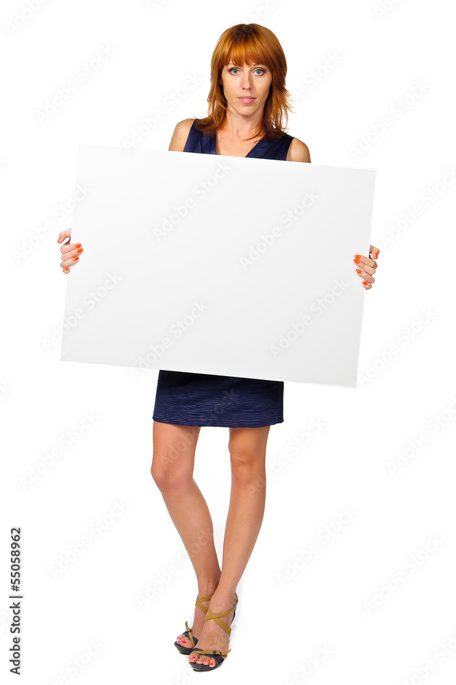 woman holds a banner woman holds a banner