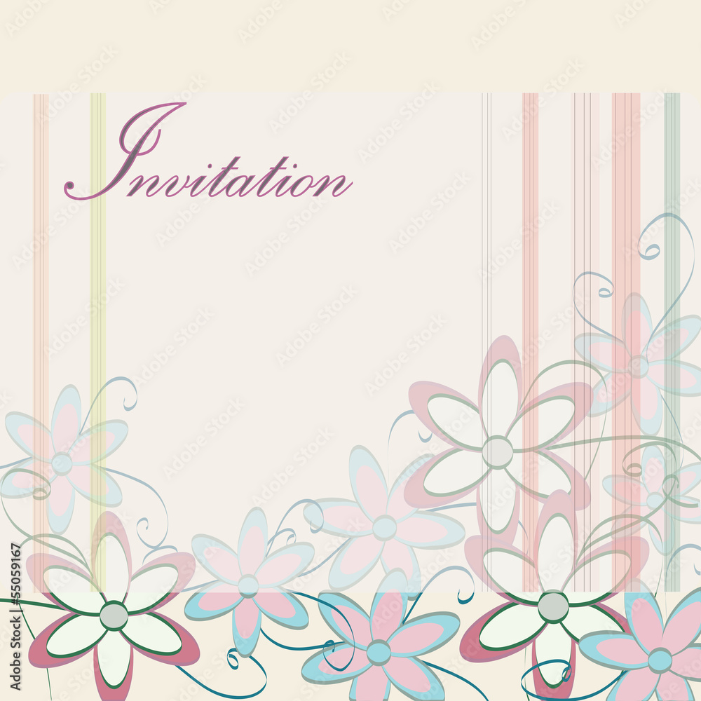 Wedding Invitation Template. Party Card Design with Flowers