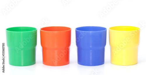 Plastic cups set isolated on the white background