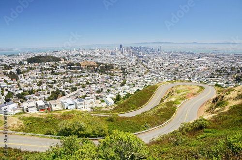 San Francisco downtown, from Twin Peaks, California