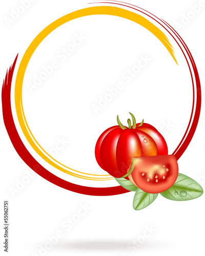 Tomato and basil circle label