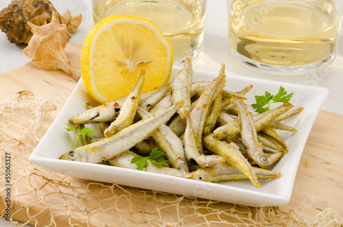 Spanish Cuisine. Deep Fried Seafood. Pescaito Frito.