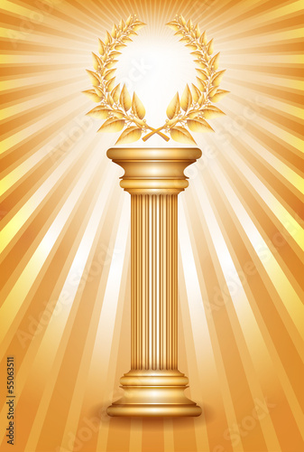 Gold award column with laurel wreath