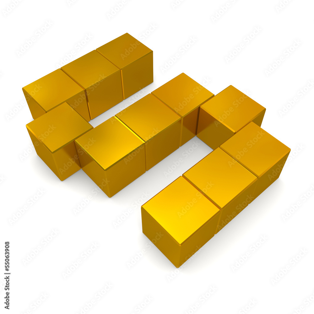 letter S cubic golden letter S cubic golden