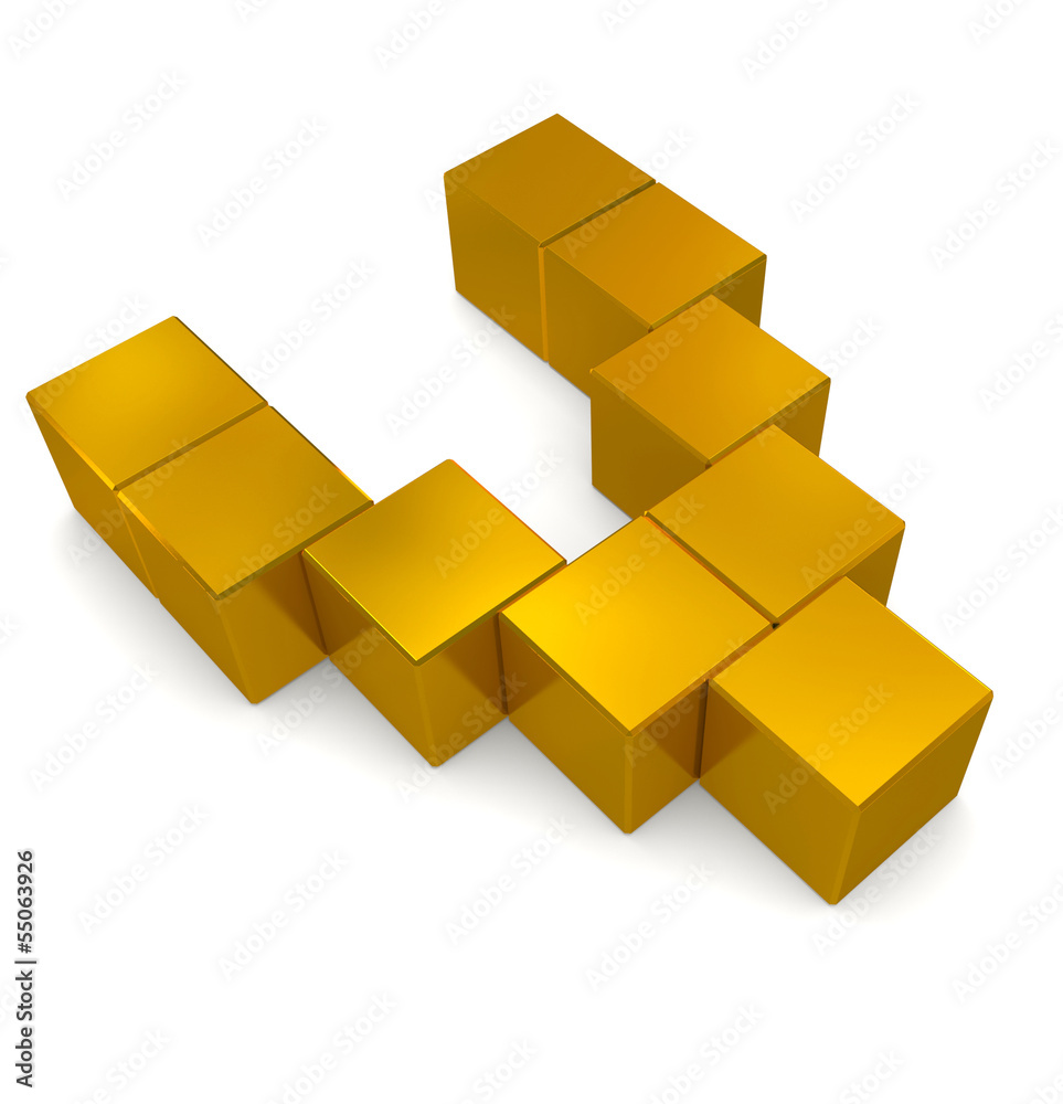 letter V cubic golden letter V cubic golden
