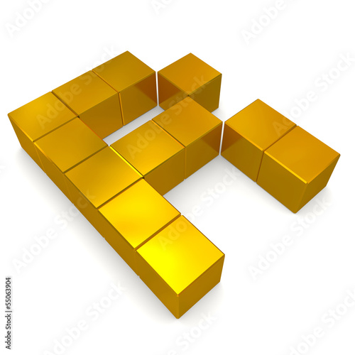 letter R cubic golden