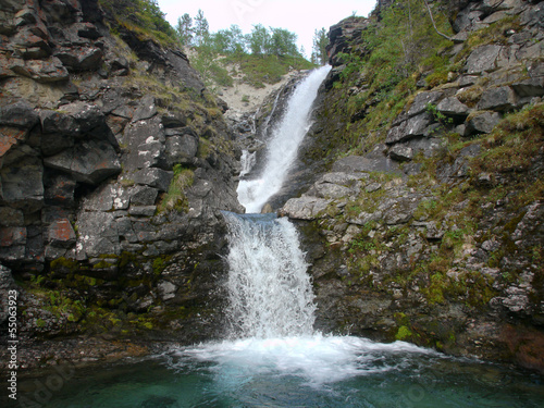 Falls in mountains. Russia, Hibini