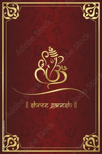 Ganesha, traditional Hindu wedding card, royal Rajasthan, India	