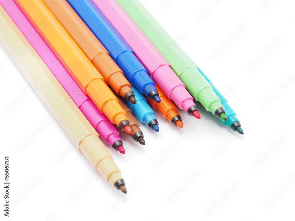 felt-tip pens on a white background