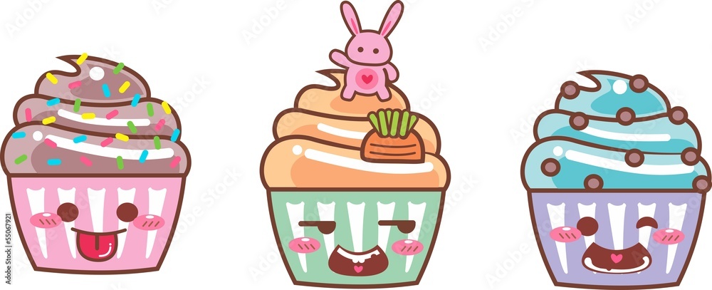 CUPCAKE KAWAII TRI 03 - RABBIT, CHOCOLATE, GRANULADOS