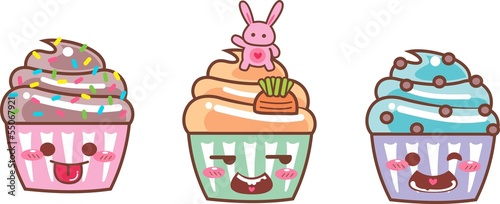 CUPCAKE KAWAII TRI 03 - RABBIT, CHOCOLATE, GRANULADOS