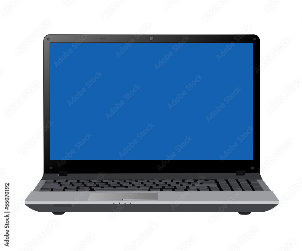 Opening laptop - vector illustration.