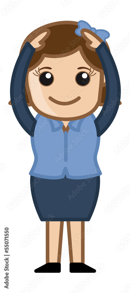 Female Placed Her Hand on Head - Business Cartoon Character Female Placed Her Hand on Head - Business Cartoon Character