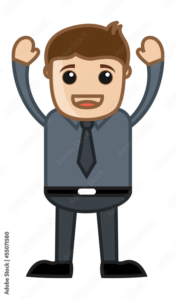 Happy Employee - Business Cartoon Character Vector Happy Employee - Business Cartoon Character Vector