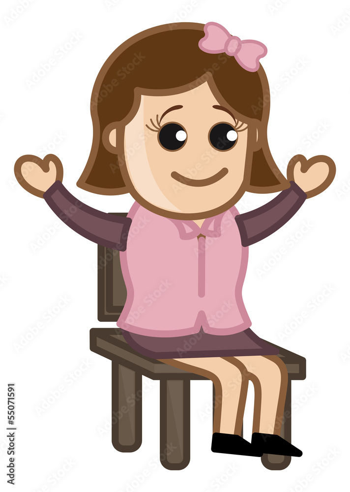 Happy Female Professional Sitting on Chair - Business Cartoon