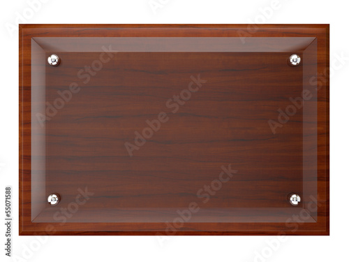 Wood plaque with Glass plate.