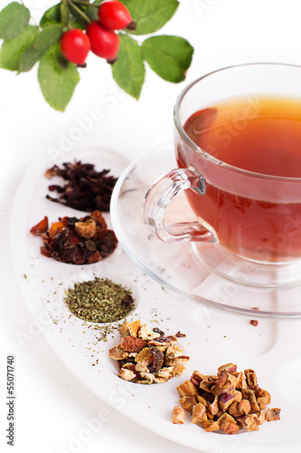 Assortment of dry tea in palette
