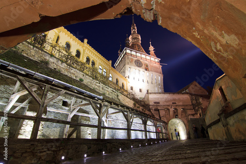 The ancient Clock Tower in Sighisoara, Transylvania, Romania - N