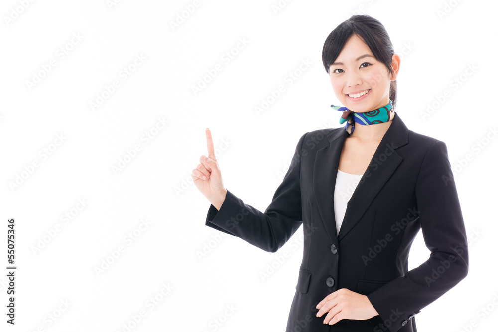 asian businesswoman showing on white background asian businesswoman showing on white background