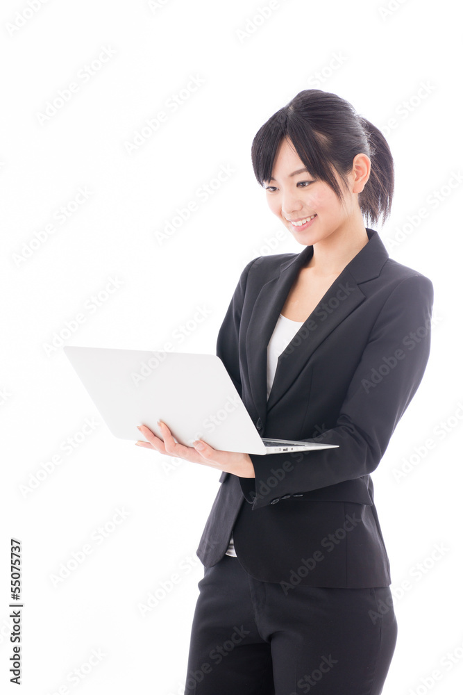 asian businesswoman working on white background asian businesswoman working on white background