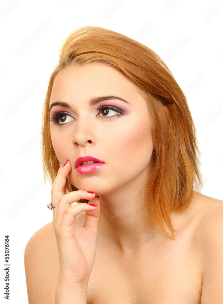 portrait of sexy young woman with glamour make up and red portrait of sexy young woman with glamour make up and red