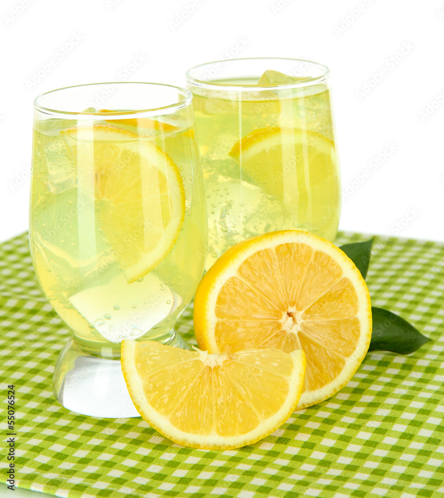 Delicious lemonade on table on white background Delicious lemonade on table on white background