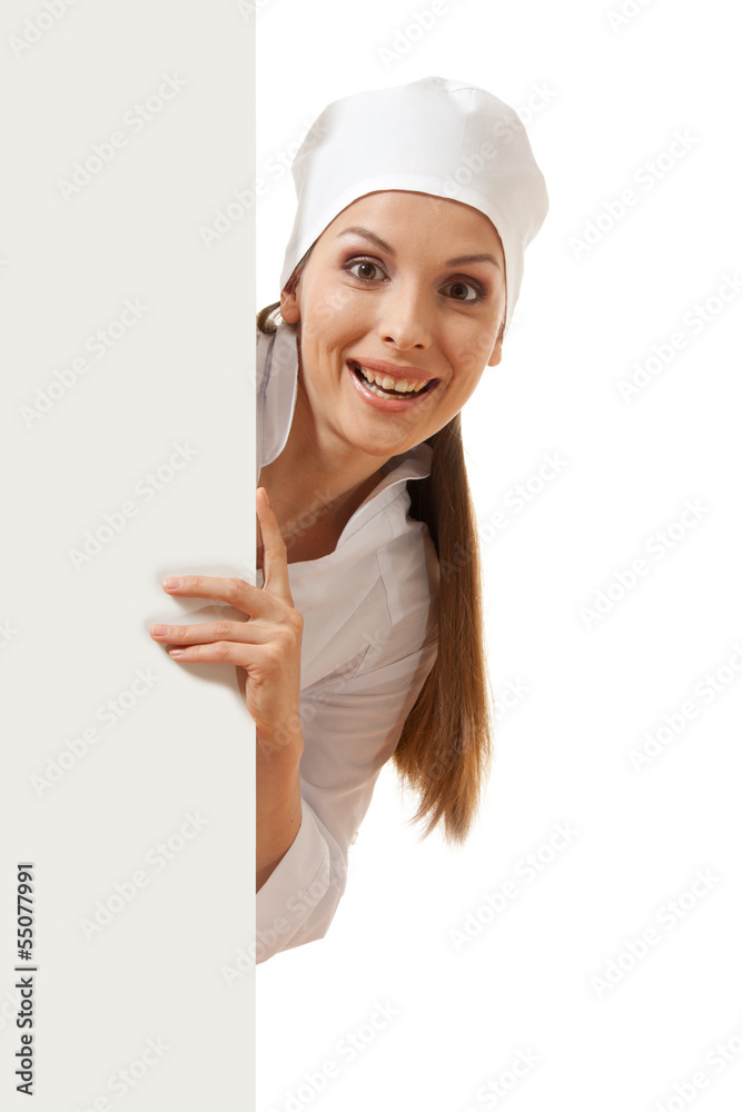 doctor showing billboard sign with copy space doctor showing billboard sign with copy space
