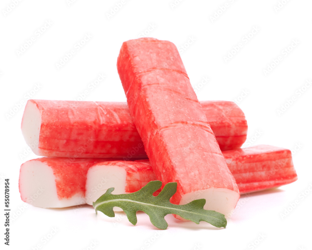 Crab sticks group and rucola leaf Crab sticks group and rucola leaf
