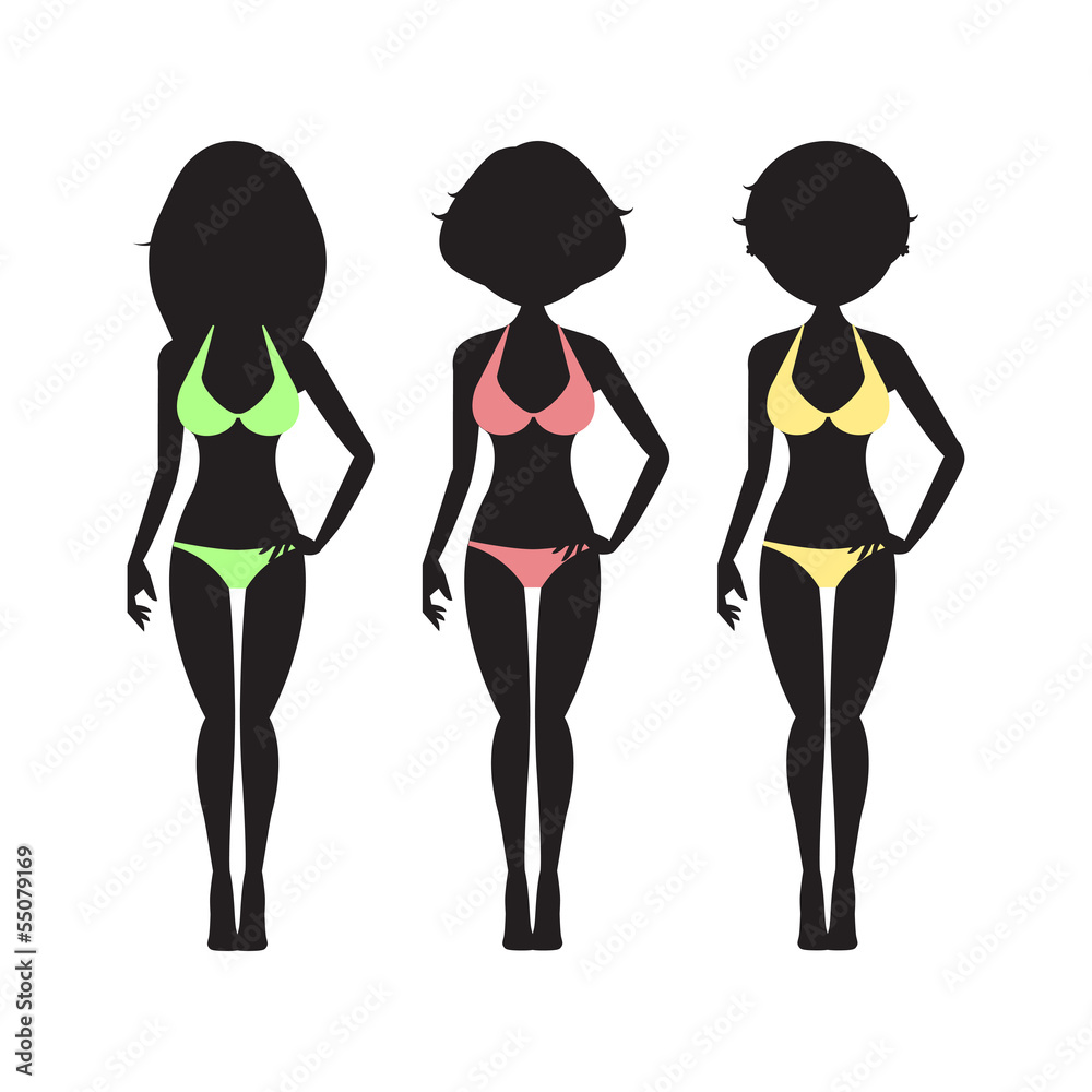 Vector Illustration of swimsuit silhouette women in bikini Vector Illustration of swimsuit silhouette women in bikini