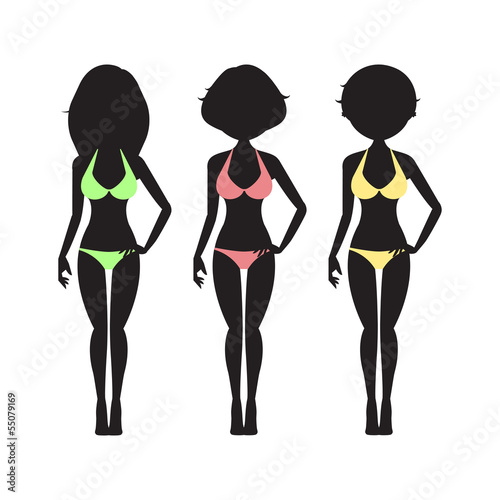 Vector Illustration of swimsuit silhouette women in bikini